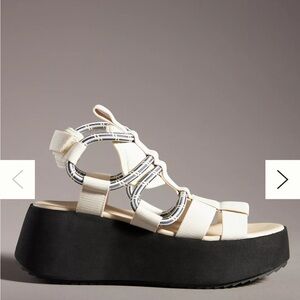 Anthropology Silent D Platform Sport Sandal in Cream and Black